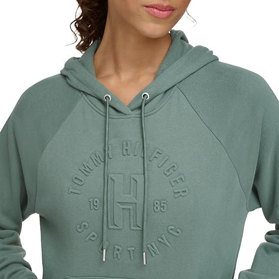Tommy Hilfiger womens Embossed Logo Relaxed Fit Hoodie Sweatshirt - Image 8