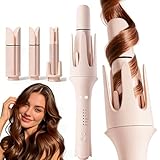 Automatic Curling Iron Rotating – 3-in-1 Self Curling Hair Curler with 3 Barrel Sizes for Loose Waves to Tight Curls, Negative Ion Ceramic, Anti-Tangle & Fast Heating, Safe Styling for All Hair Types