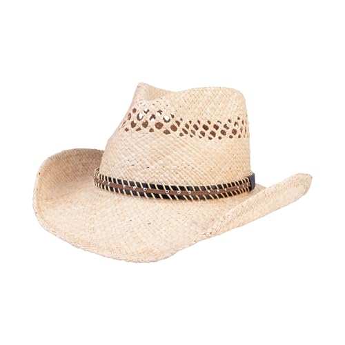 Image of Straw Cowboy Hats Cowgirl Hat Western Cowboy Hat Rancher Hat for Men Women, Exquisite Decoration Band