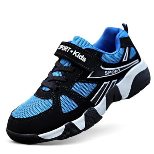 WYGRQBN Boys Girls Tennis Shoes Kids' Non-Slip Sneakers Fashion Running Athletic Shoes Lightweight Breathable for Toddler/Little Kid/Big Kid Black_Blue US 1.5