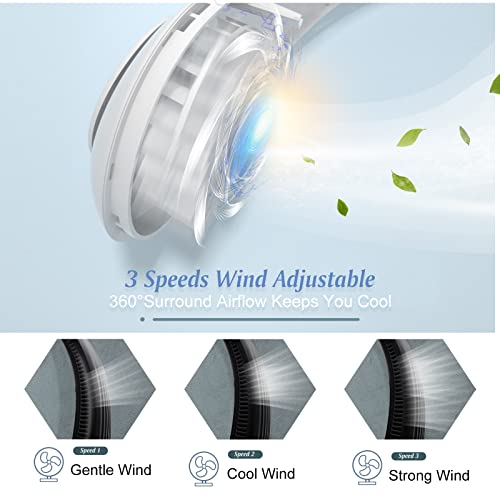 Image of Portable Hanging Neck Fan, Personal Wearable Bladeless Neck Fan, 3 Speeds USB Rechargeable Fan, 360 Cooling, Low Noise, for Travel, Indoor & Outdoor (Black)