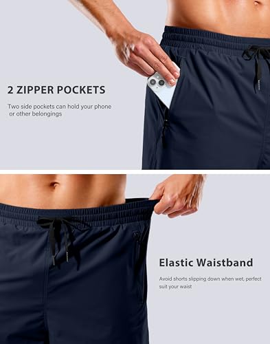 Image of G Gradual Mens Swim Trunks with Compression Liner 7 inch /9'' Quick Dry Board Shorts Swimsuit Bathing Suit for Men Zipper Pockets