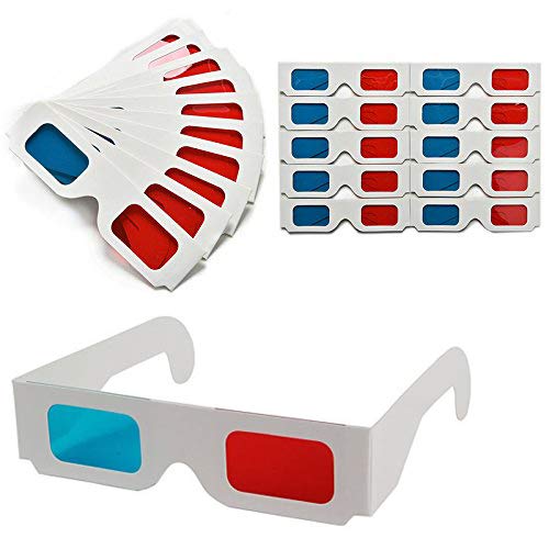 Lot 10 Lunettes 3D Anaglyphe Rouge/Cyan Bleu Carton TV Vidéo Image Cover