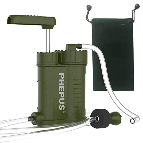 PHEPUS Hand Pump Water Filter Survival Filtration Portable Gear Emergency Preparedness Supply for Trekking Travel Hiking Camping 7 PHEPUS Hand Pump Water Filter Survival Filtration Portable Gear Emergency Preparedness Supply for Trekking Travel Hiking Camping