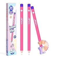 YPLUS Radiergummi – 3 Stück Präzise und saubere Radierung, ideal für Kinder und Schule, einzigartiges Stift-Design, inklusive Spitzer - Rosa