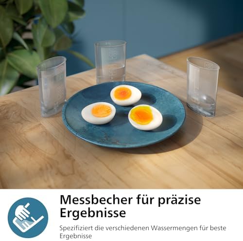 Bild 5 - Philips Eierkocher 3000-Serie, Familiengröße, bis zu 6 Eier (weich, mittel, hart, pochiert), Leicht zu reinigen, Zubehör Pochierschale und Eierstecher, 400 W Leistung, Kompaktes Design (HD9137/90)