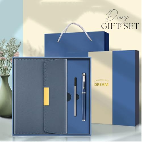 Image of CAVALO - Be Unique Diary Gift Set with Pen | Premium Notebook with Pen & Extra Refill | 6 x 8 Inch, 240 Lined Pages, Undated | Ideal for Corporate Gifting, Office Use, Diwali & New Year Presents (Navy Line Diary Gift Set)
