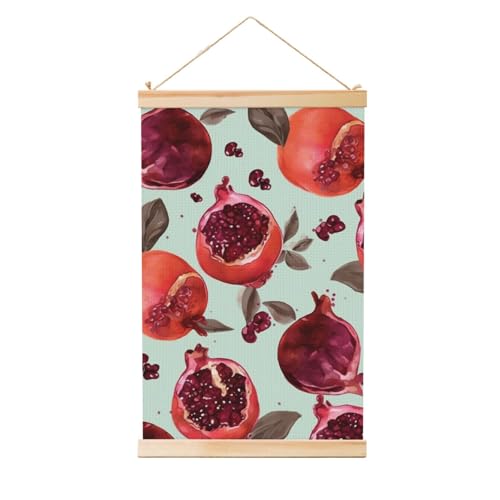 Peinture murale grenade avec cadre en bois pour salon