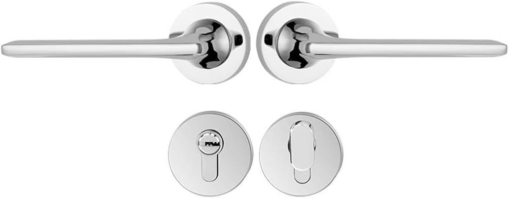 Door Handle Set Stainless Steel Lock Interior Home Adjustable Latch Security