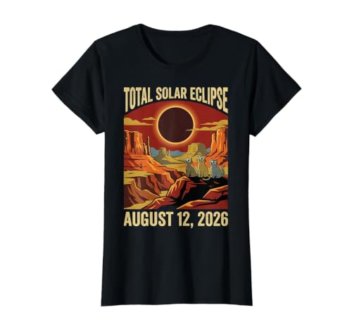 Image of Cats Wearing Total Solar Eclipse Glasses 2026 August Value Graphic T-Shirt, Women, Black, S