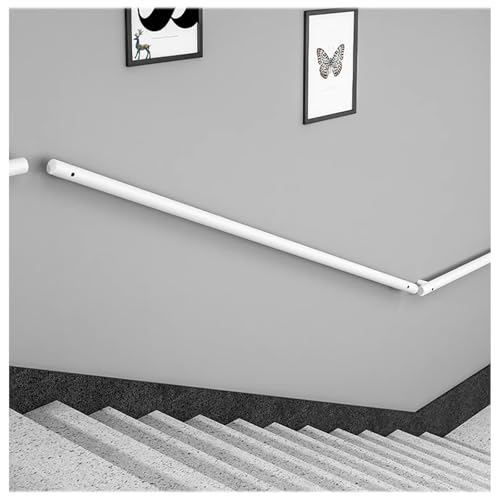 Rambarde d'escalier extérieure et intérieure blanche 180 cm avec support de sécurité durable - 2
