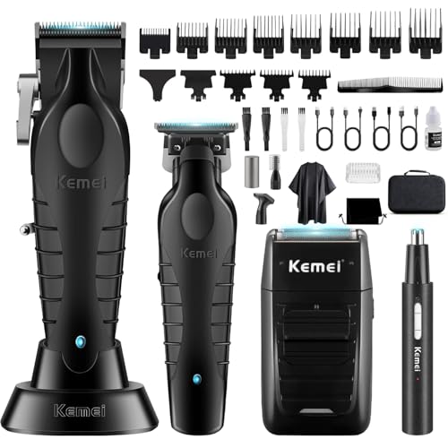 Tondeuse à cheveux professionnelle sans fil KEMEI avec rasoir de coiffeur pour homme
