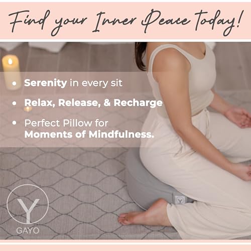 Y O Gayo Meditation Cushion and Floor Pillow. Ideal for Meditation Pillow, Yoga, & Floor Sitting - Premium Buckwheat Supportive Round Cushion with Changeable Cover. Versatile & Stylish - 16" in by Y O GAYO - Image 2