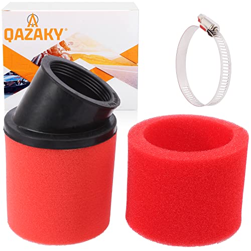 QAZAKY 50 mm 5 cm Rouge Angle Double Pod Mousse Nettoyeur de Filtre à Air Performance pour 50 cc 90 cc 110 cc 125 cc 140 cc 150 cc 200 cc 250 cc GY6 Moto ATV Scooter Quad Go Kart Mobylette Pit Dirt