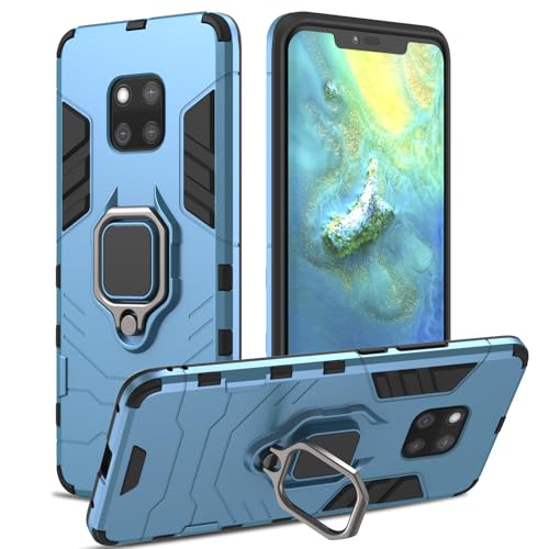 Cover per Huawei Mate 20 Pro, Custodia per Tutto il Corpo, Copertura Antiurto con 360°Magnetica Anello, Protettiva Rigida con Fotocamera Protettivo (Blu)