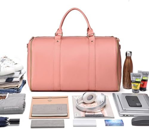 Styleushaven Foldable Travel Bag 2.0, Waterproof Foldable Travel Bag with Wheels & Shoulder Strap, Multifunctional Pu Leather Duffel Bag with Toiletry Pocket & Shoes Compartment (White-without wheels)3