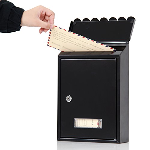 Image of Jssmst Mailboxes Wall Mount with Key Lock - Small Metal Mailboxes Horizontal, 12.4 x 8.3 x 3.05 Inch, Black New