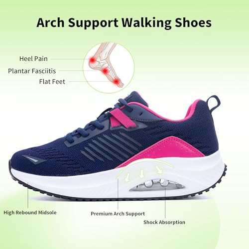 Image of RomenSi Womens Arch Support Walking Shoes Orthotic Fashion Sneakers Tennis Shoes for Plantar Fasciitis Pain Relief US 5.5-11