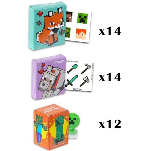 Minecraft Party Favor Boxes Set - Bundle with 40 Minecraft Stickers, Tattoos, Stampers for Easter Basket Fillers and More by Minecraft - Image 3