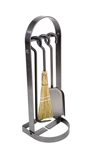 Enclume Hammered Steel Fireplace Accessories Set, Includes Fire Shovel, Log Poker, and Sorghum Broom, 14 Pounds -  FPTS15 HS