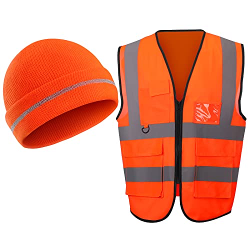 Funtery WCE-FUNTERY-717 2 Pieces Orange Hunting Vest High Visibility Safety Clothes cover