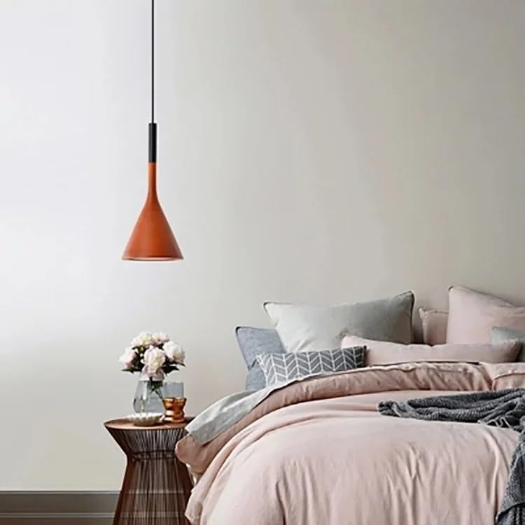 Ceiling Light, Cement Concrete Pendant Lights Nordic Modern Led E27 Restaurant Living Room Bedroom Island Kitchen Industrial Lamp Design(Red,Cold White)