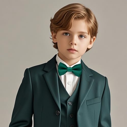 2PCS Kids Bow Ties Solid Color Satin Bow Tie for Child Boys Toddlers Wedding Party Dress up4
