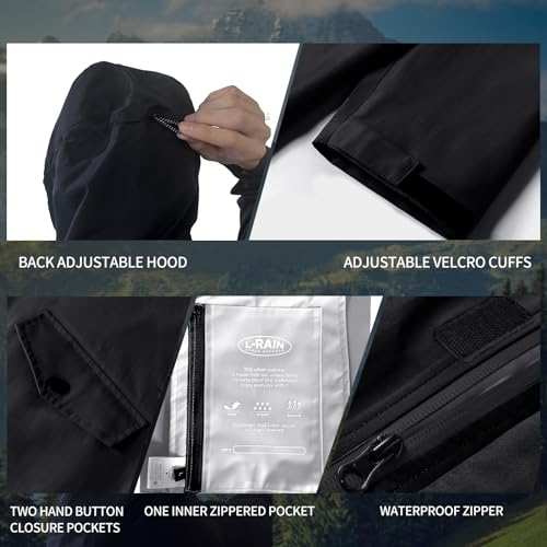 L-Rain Hard Shell Rain Jacket with Hood for Women - Lightweight Outdoor Waterproof and Windbreaker Rain Coat4