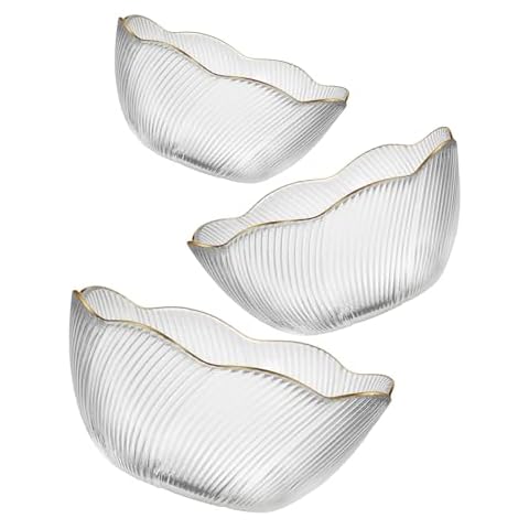 HolaJia Stackable Glass Bowls Set of 3.Salad Bowls and Serving Bowls.Dessert Bowls for Candy,Ice Cream,Snack,Side Dishes.Nesting bowls for Dipping,Prep Cover