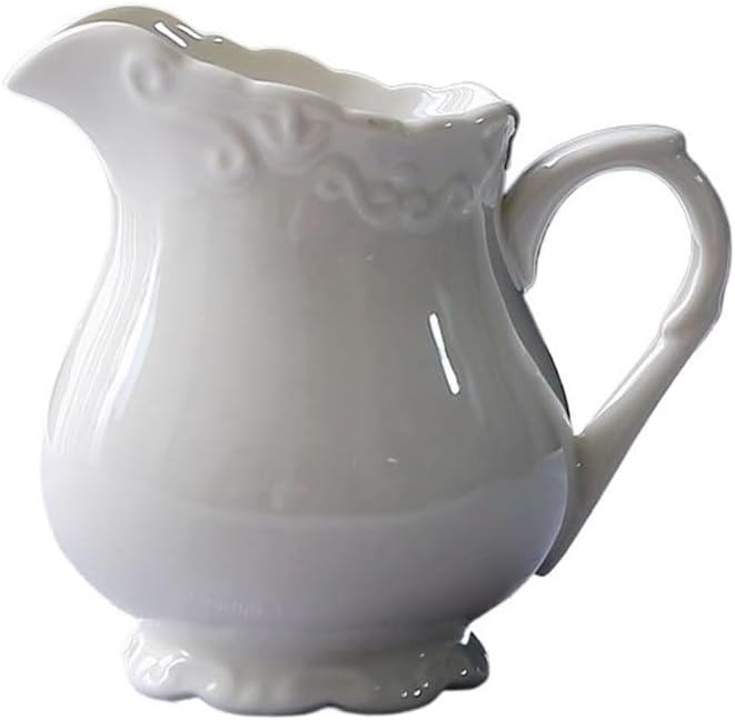 Gravy Boats White Embossed Milk Pitcher 200ml Ceramic Sauce Pot Gravy Boat For Kitchen, Restaurant, Hotel Sauce Jug