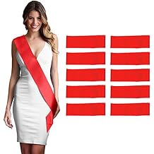 DIY 10 Pack Plain Red Sash - Create Your Party Accessory - Baby Shower, Gender Reveal, Birthday, Parade, Pageant, Bachelorette Party - Set of 10 Premium Quality Red Satin Sash