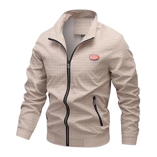 Jackets for Men Spring Fall Plaid Stand Collar Zip Up Trendy Coat - image 1
