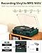 Vinyl Record Player with Built-in Stereo Speakers & USB Recording, Belt-Drive Vintage Portable Bluetooth Turntable Supports 3 Sizes 3 Speeds Records with RCA Output, Auto-Stop, Dark Green