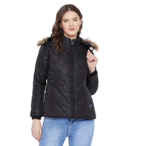 Image of VERO AMORE Women's Black winter wear full sleeve solid parka Jacket-2175A