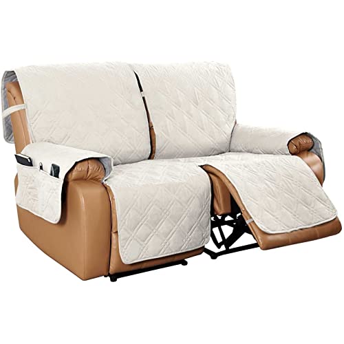 TAIXINT Housses de canapés, slipcovers, réversible matelassée mobilier Protecteur, résistant à l'eau, Enfants Animaux, Enfants, Chiens Fauteuil (2 Places,Ivoire) Cover
