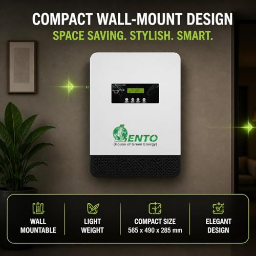 Image of 1100 VA 12.8V Lithium Battery Solar Inverter | Pure Sine Wave Hybrid UPS | Inbuilt LiFePO4 Battery | PWM Solar Controller | Wall Mount Home UPS