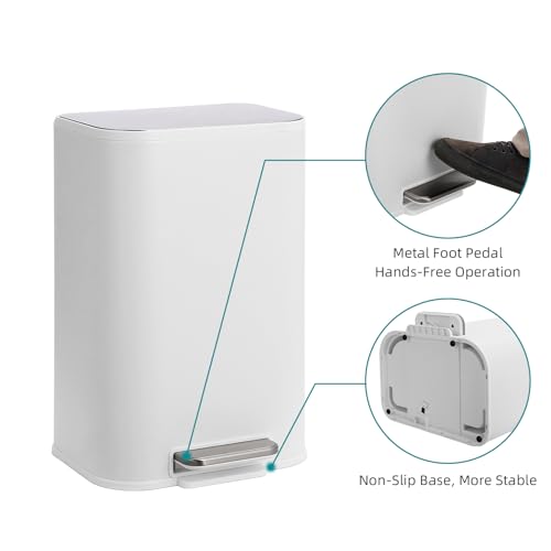 Caneca de basura rectangular 3.2 gal acero blanco miniatura 5