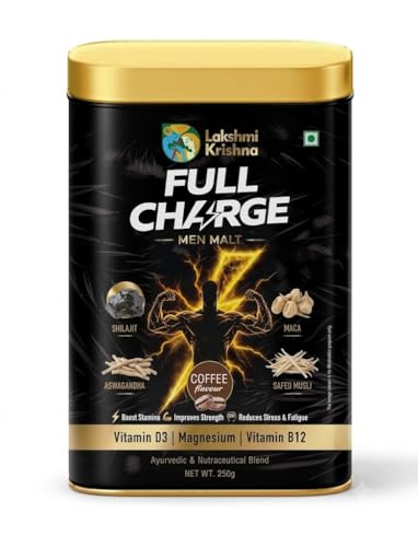 Image of Lakshmi Krishna Naturals Full Charge Men Malt - Premium Herbal & Nutritional Blend (250g) | Coffee Flavoured Daily Nutritional Supplement for Men