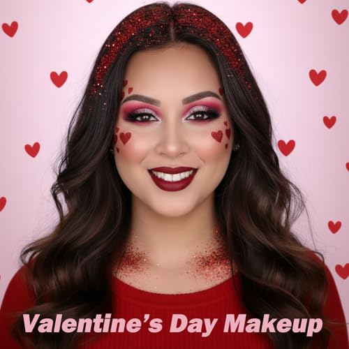 image for Paminify 4th of July Red Body Hair Glitter Stick for Kids,Cheer Patrio