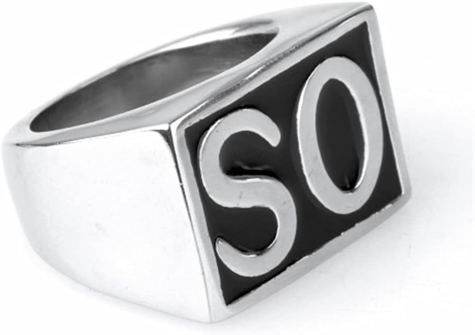 NS SO Rings for Men Biker Stainless Steel Vintage Square Jewelry