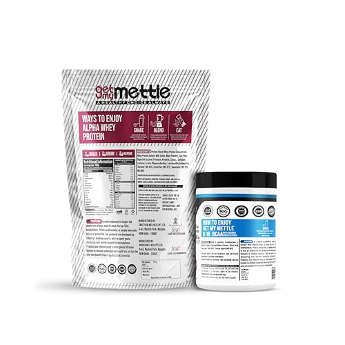 Image of Getmymettle Alpha Whey Protein 907g Kesar Pista Delight, BCAA Blueberry, 250g - Premium Whey for Muscle Building, Enhanced Recovery, Digestive Enzymes