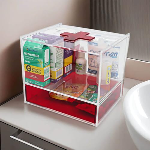 Organizador Acrílico Compacto Para Medicamentos Com Gaveta