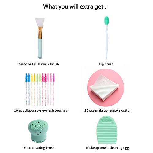 Muhuabeuaty 23 pcs Makeup Brushes Set with Beauty Blender, Foundation Brush Eyeshadow Concealers Powder Make Up Brushes, 4 pcs Boxed Makeup Sponges for Professional Makeup Kits (Middle Size, Green)