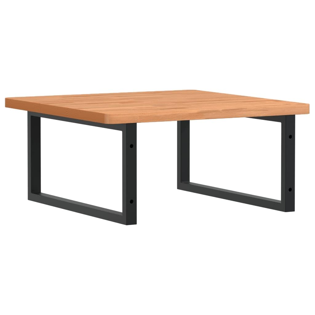 Waschbeckenregal Wandmontage Stahl und Massivholz Buche, 60x60 cm Ablage mit 2 Halterungen, platzsparend und belastbar, Badmöbel Organizer für Gäste WC und Badezimmerwaschtisch