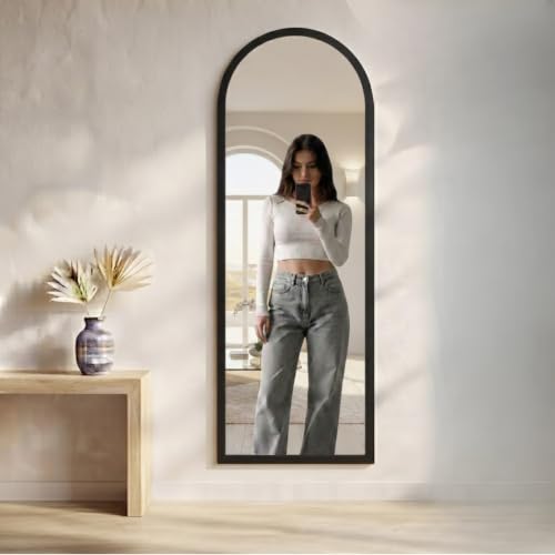 Image of Creative Arts n Frames 45X150 CM Full Length Dressing Chevel Long Strong Framed HD Mirror for Bedroom Living Room Home Office (Classic Black 18x60 inch Full Length Framed Arch HD Mirror)