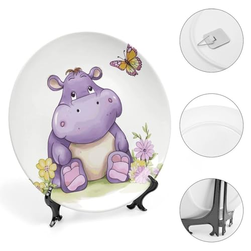 Plato decorativo de porcelana con diseño de mariposa y hipopótamo miniatura 4