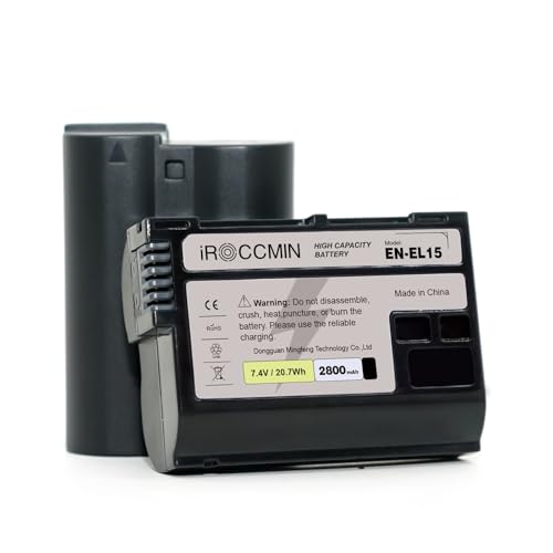 iROCCMIN 2-Pack 2800mAh EN-EL15 Batteries for Nikon Cameras