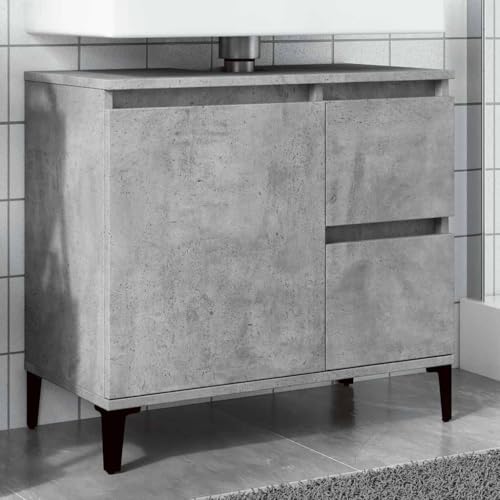 Mueble bajo lavabo de madera gris de 65 cm con cajones de almacenaje 3