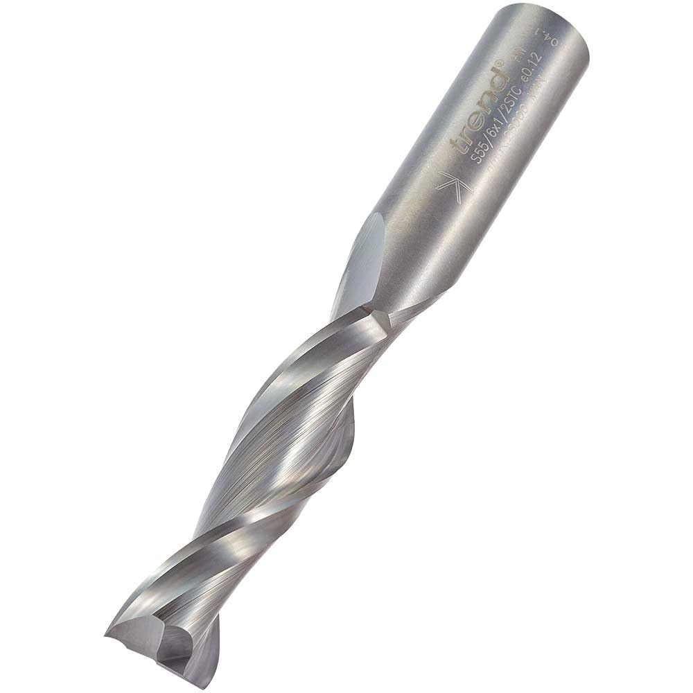 Trend fresa elicoidale up-cut 12,7 mm, gambo 1/2, taglio 50,8 mm | Per scanalature e incavi nel legno: fresa elicoidale up-cut Ø12,7 mm, 50,8 mm, carburo di tungsteno pieno S55/6X1/2STC