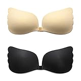 ♥【Dos colores a juego】sujetador sin espalda negro (para ropa oscura) y sujetador sin espalda (para ropa de color claro) para que puedas combinar mejor tu ropa según tus necesidades.